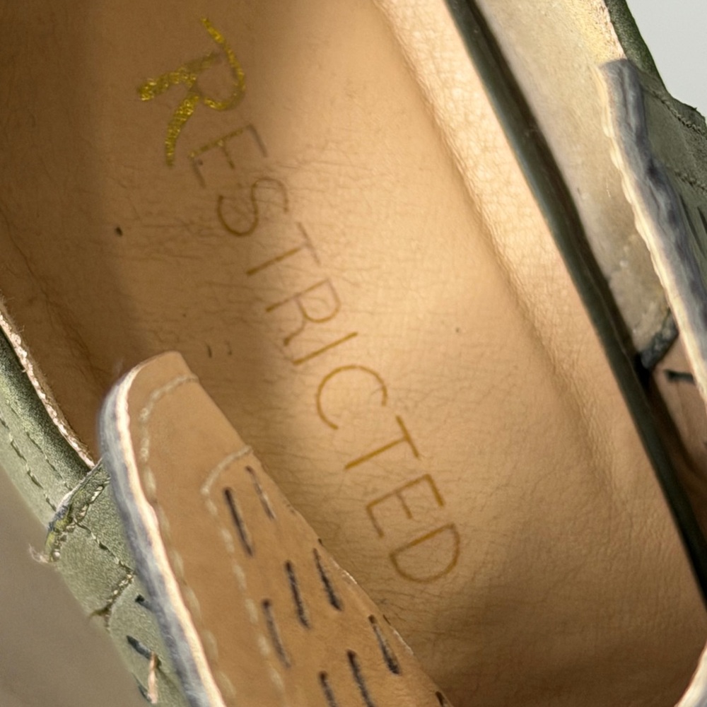 RESTRICTED Olive Peep-Toe Ankle Boots - Picture 10 of 12